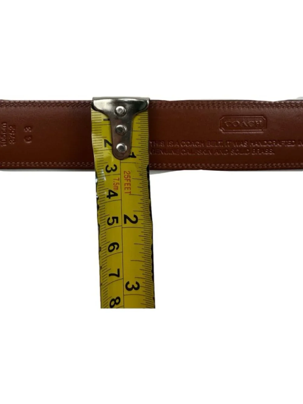 Coach 3752 Mens Dress Belt 42 Black Calfskin Leather Nickel Brass Buckle